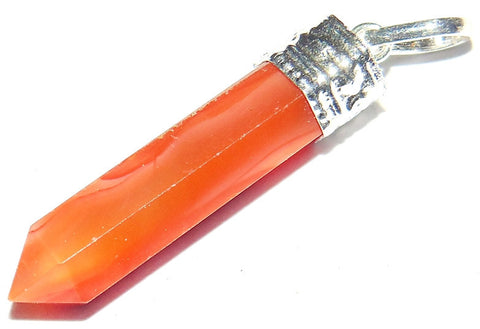 Carnelian Pencil shaped pendant in sterling Silver