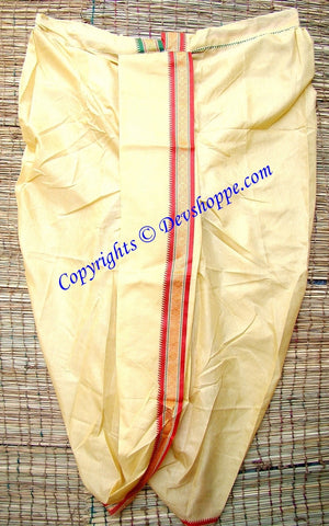 Ready to wear Dhoti light Yellow colored ~ just wear like pyjama on pujas / religious occasions