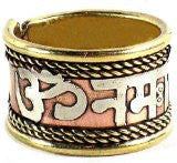 Om Namah Shivay three metal mantra finger ring