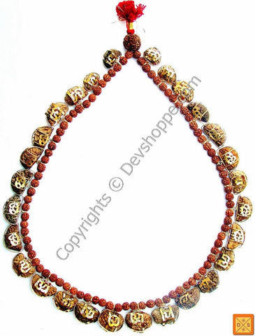One Faced (1 Mukhi ) Light of God Rudraksha Mala of 27+1 Beads in Silver