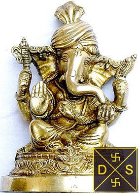 Pagri (turban) Ganesha brass idol