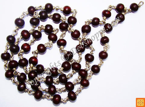 Red Sandalwood ( Lal Chandan) mala in German silver 54 +1 beads