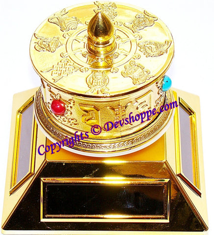 Tibetan Solar Prayer Wheel with 4 way solar penals