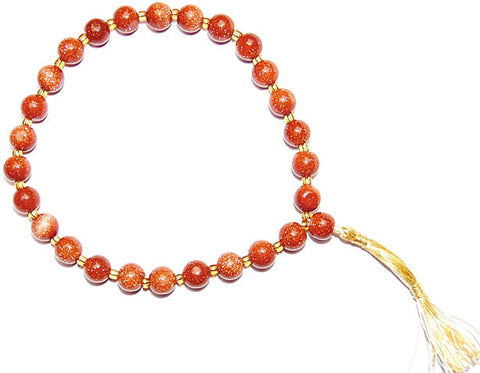 Sunstone (Goldstone) wrist mala of 27+1 beads