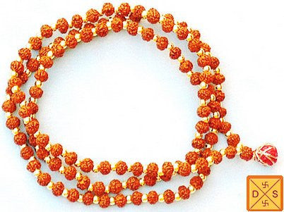 5 mukhi Rudraksha mala of Premium quality with knots between beads 4 mm sized beads