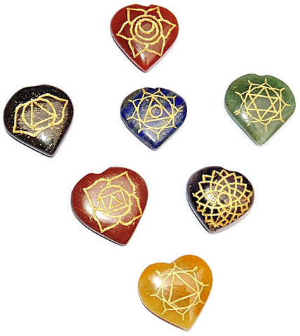 Heart shaped Chakra stone set
