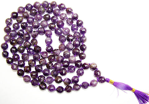Amethyst high quality faceted beads mala