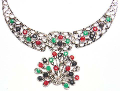 Beautiful Tribal jewellery , Necklace with Peacock shaped pendant in german silver