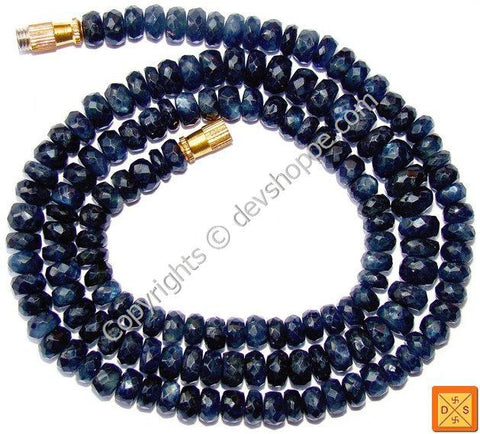 Blue Sapphire ( Neelam) faceted beads mala