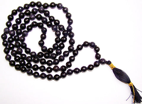 Blue Sunstone high quality faceted beads mala for good fortune and Prosperity