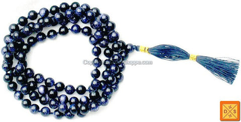 Blue Sunstone mala for good fortune and prosperity ( Ordinary Quality )