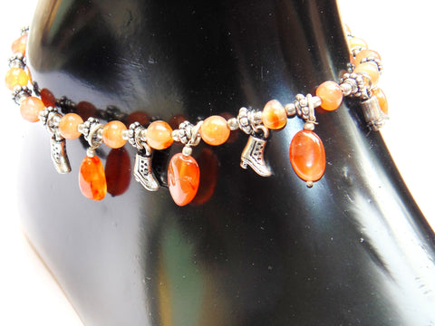 Carnelian Anklet - made up from Carnelian beads