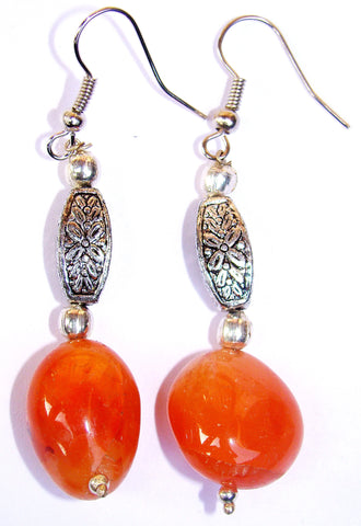 Carnelian tumble Ear-rings - beautiful piece of jewellery