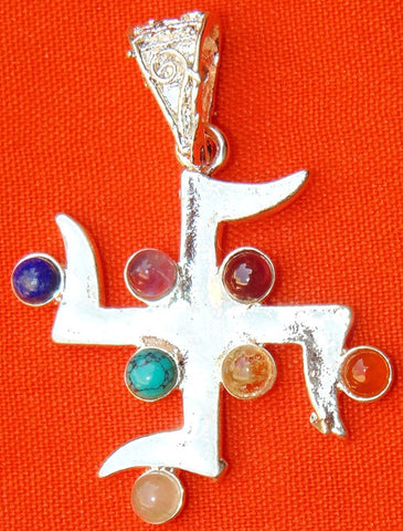 Chakra Swastik (Sathiya) Pendant in German silver