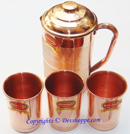 Copper jug with glasses