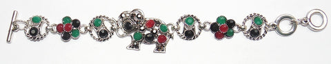 Elephant bracelet in german silver with Onyx stones