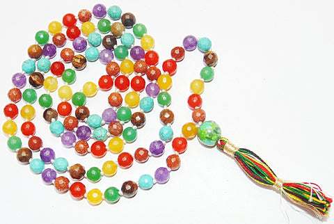 High Quality faceted chakra beads mala