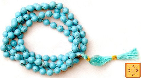 Reconstituted Turquoise (firoza) mala for positive vibrations, intuition and wisdom