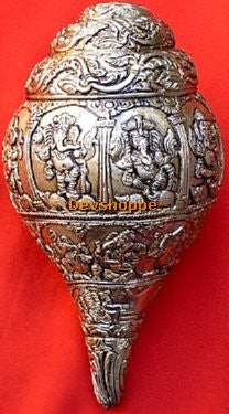 BRASS SHANKH (CONCH) WITH LORD GANESHA PICTURES