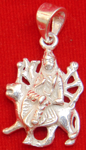 Goddess Durga pendant in pure silver