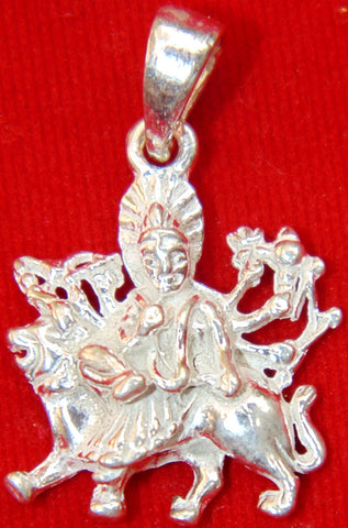 Goddess Durga pendant in pure silver