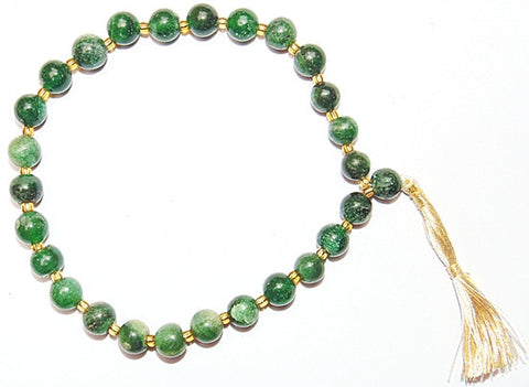 Green Hakik wrist mala of 27+1 beads