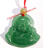 Green Jade Buddhist Laughing buddha Amulet pendant