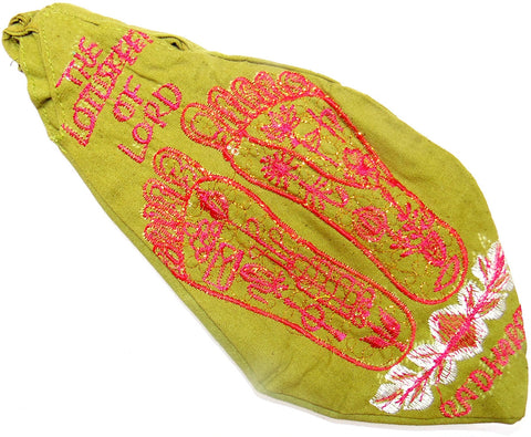 Lotus feet of Sri Krishna Gomukhi japa mala bag - Green
