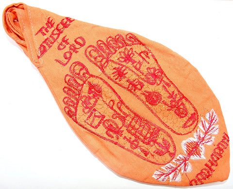 Lotus feet of Sri Krishna Gomukhi japa mala bag - Orange