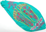 Lotus feet of Sri Krishna Gomukhi japa mala bag - Turquoise green