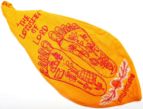 Lotus feet of Sri Krishna Gomukhi japa mala bag - Yellow