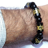 Black agate Aum mani padme hum bracelet