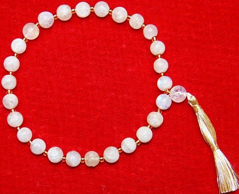 Rainbow Moonstone wrist mala of 27+1 beads