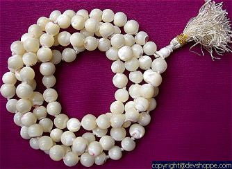 Precious Mother of Pearl mala to get protection from negative influence