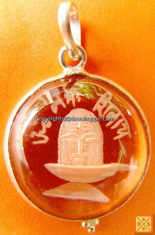 ' Om Namah Shivaya ' hand carved crystal pendant in german silver