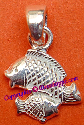 Pisces (Meena) Sun sign zodiac pendant in silver