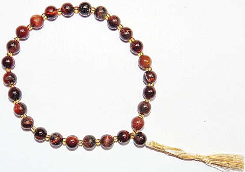 Red tiger eye wrist mala of 27+1 beads