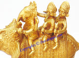 Ganesha Riding Elephant with Two Consorts Riddhi and Siddhi brass idol