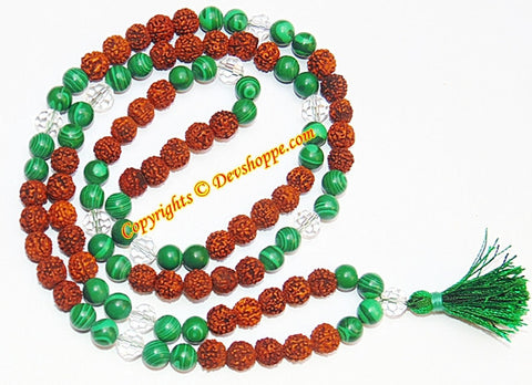 Rudraksha Malachite combination mala