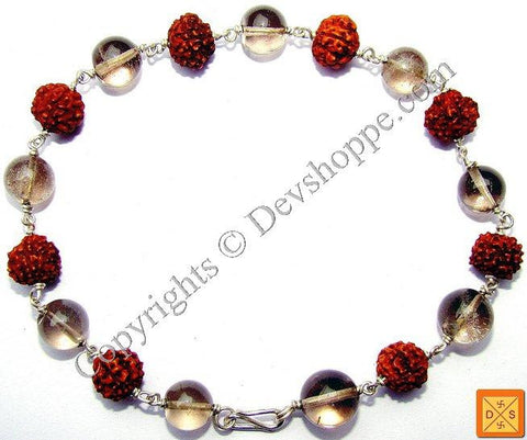 Rudraksha Smokey Quartz Combination Bracelet