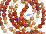 Unakite Rudraksha combination mala