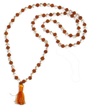 Rudraksha Crystal (round beads) combination mala of 108+1 beads