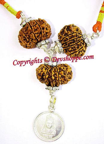 Rudraksha Kuber yantra combination pendant for financial gains and wealth