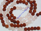 Rose Quartz Rudraksha mala