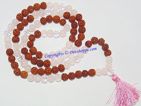 Rudraksha Rose Quartz mala