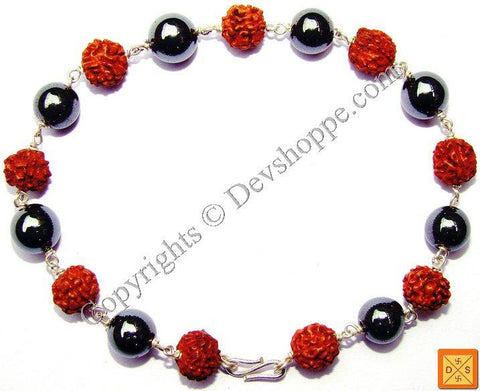 Rudraksha and Hematite Combination Bracelet