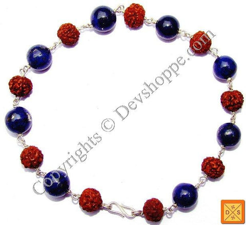 Rudraksha and Lapis Lazuli (Lapiz) Combination Bracelet