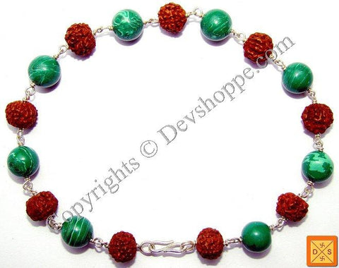 Rudraksha and Malachite Combination Bracelet