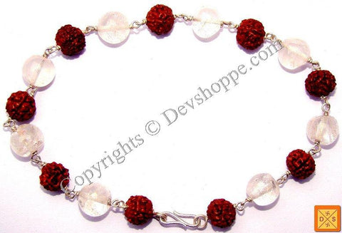 Rudraksha Rose Quartz Combination Bracelet