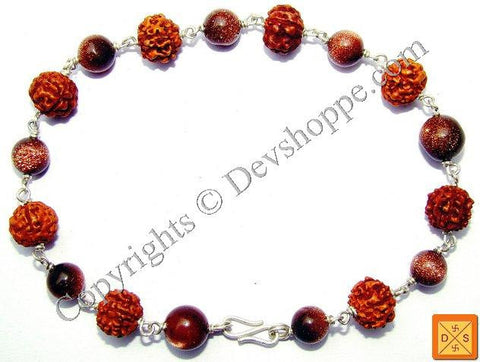 Rudraksha Sunstone Combination Bracelet